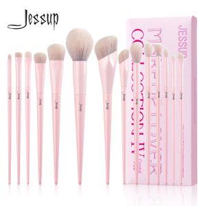 Jessup Pink Makeup Pędzes Zestaw 14pcs makijaż pędzli Premium wegańskie podkład do cieni do powiek proszkowy pędzelt495 240220