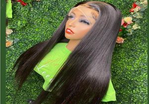 Brazilian Straight Lace Front Wigs For Women Black Color 13x4 Synthetic Frontal Wig With Baby Hair 180 Density4838965