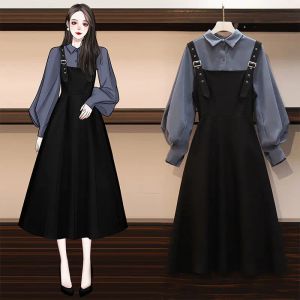 Dress Dress Sets Women Chic Fashion Elegant Office Lady Outfits 2 Pcs Korean Fall Basic Simple Female Shirts Casual Daily Y2k Clothes