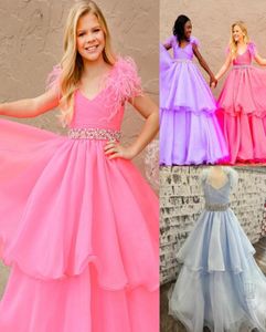 Sukienka na konkurs Ice Blue Girl 2023 Kryształy Sash Organza Mały dzieciak urodziny Formalne suknia imprezowa Niemowlę Toddler Teens Preteen Tiny You9132619