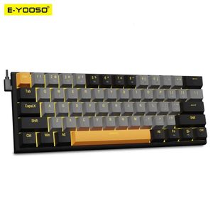 Eyooso z11 usb teclado mecânico para jogos com fio interruptor vermelho 61 teclas gamer russo brasileiro português para computador pc laptop 240229