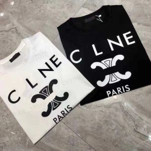 Men's T-Shirts 2023 Mens Tees Elegant New Cotton Couple Short Sleeve Arc Triomphe Fashion Versatile Letter Print Round Neck T-shirt Loose Solid Bottom T230505