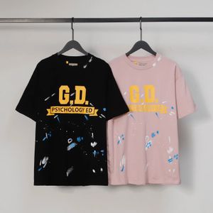 Summer Mens Fashion Brand Letter Printing T-shirt Street Clothing Hip Hop Color Splash Ink T-Shirt Street Womens Short Hidees 240305