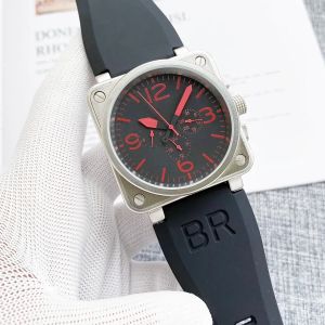 jiucai889 New Wristwatches Men Bell Automatic Mechanical Watch Brown Leather Rubber Rubber Rosswatches Watches Gift for Boys