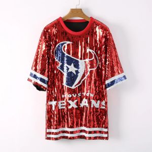 Klänning Red Blue White Game Day Sequin Shirts Sequin Jersey Dress for Texas State