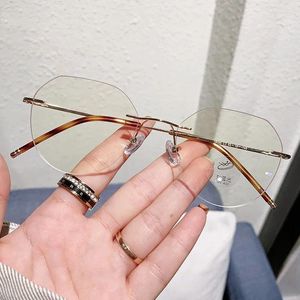 Sunglasses Frames ZY18086 No Makeup Rimless Glasses Net Celebrity Live Atmosphere Anti-blue Light Can Be Matched Flat Mirror