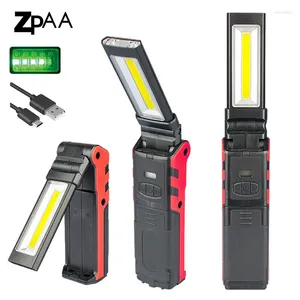 Taschenlampen Taschenlampen Upgrared Managetic wiederaufladbare LED COB Arbeitslicht für Autoreparatur USB faltbare stufenlose Dimmung Taschenlampenlampen