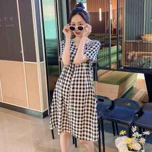 Kleider Mode Umstandskleider Sommer Aline Rock Lose Kurzarm Schwangere Frauen Kleidung Schwangerschaft Mama Dot Bedrucktes Kleid