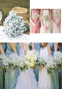 Hanky Set 2016 New Silk Babys Breath Nupcial Gypsophila Bouquet Flor de Casamento Floral Branco Buquê de Casamento Noiva Segurando Flores B8176686