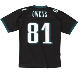 Zszywana koszulka piłkarska 81 Terrell Owens 2004 Black Mesh Retro Rugby Jerseys Men Men Kobiety i młodzież S-6xl