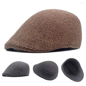 Berets Vintage Men Autumn Winter Warm Wool Sboy Beret Hat British Style England Hats Retro Male Artist Painter Caps