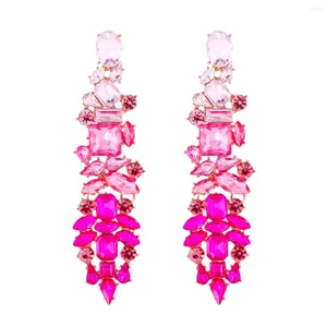 Orecchini pendenti Barocco lucido cristallo strass goccia lunga per le donne 2024 Design Accessori di gioielli per feste di nozze di alta qualità