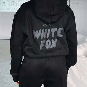 White Fox Hoodie-Trainingsanzug-Sets, Kleidungsset für Damen, Frühling, Herbst, Winter, neues Hoodie-Set, modisch, sportlich, langärmelig, Pullover mit Kapuze, 602