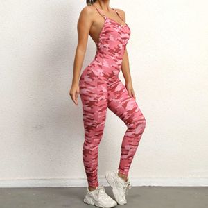 Tute da donna Donna Yoga Tuta senza schienale Sexy One Piece Allenamento Catsuit Tuta senza maniche Palestra Aderente Pagliaccetto Abbigliamento sportivo Fitness Tuta da yoga J240305