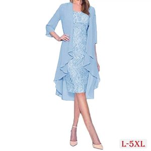 Dresses Plus Size 2 Piece Set Women 5XL Office Lady Plus Hollow Mesh Dress Sets Cardigan Outfits Long Sleeve Female Dresses Sets