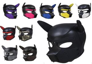 10 färg sexig cosplay roll play hund full huvudmask mjuk vadderad latex gummi valp bdsm bondage hood sex leksaker för kvinnor y2006161852893