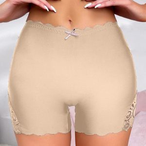 Calcinha feminina sexy borda de renda gelo seda boyshort sem costura cuecas suaves e cor sólida mulheres controle de barriga ropa de mujer