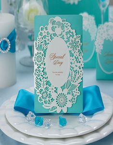 Cartões de convites de casamento personalizados 3D tridimensional especial ouro oco torre design CW059 festa chinesa Invitati1331586