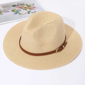Szerokie brzegowe czapki wiadra hats Panama prosty kapelusz Jazz Jazz Hat męskie i damskie wiosna/lato prosta, modna ochrona przed słońcem i czapkę Sunshade J240305