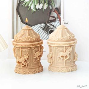 Candles 3D DIY Nordic style carousel candle silicone mold Christmas gift carousel cake chocolate silicone mold resin gypsum mold