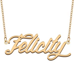 Felicity Name Necklace Pendant Customized Stainless Steel Nameplate Necklaces for Women Gold plated Girls Christmas Jewelry Gift