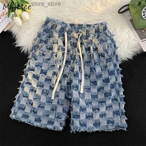 Mäns shorts S-3XL shorts Mens Tassel Flat Bottom Drag Y2K Unisex American Youth Street Clothing Wide Leg Byxor Lossa hiphop cool Q240305