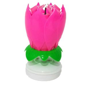 5Pcs Candles Music Candle Double Flower BlossomS Birthday Cake Flat Rotating Electronic
