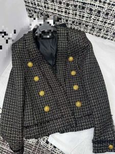 2024 Vinatge Plaid V Neck Long Sleeves Buttons Pockets Women's Coats Designer Double Buttons Pockets Long Jackets 3057