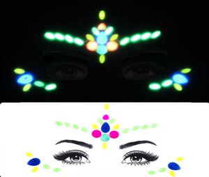 Наклейки с кристаллами для лица, светящиеся блестящие татуировки для глаз, драгоценности для лица, драгоценные камни, музыкальный фестиваль, вечерние инструменты для макияжа, украшения для тела Woman4091750