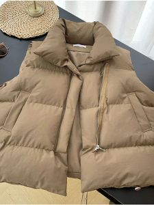 Westen Weste Frauen Solide Stehkragen Puffer Jacke Damen Ärmellose Strickjacke Weibliche Winter Warme Weste Veste Sans Manche Femme