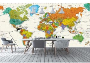 3Dカラフルな世界地図の壁紙チャイルドオフィスルームテレビの壁画バックグラウンド3D壁画壁紙3Dワールドマップウォールステッカー7917692