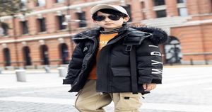 男の子2020のダウンジャケット長いフード付きビッグボーイズ冬のコート厚い文字児童