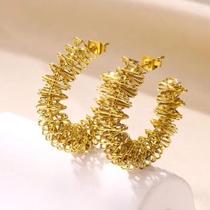 Studörhängen Rostfritt stål Hyposensitivitet Piercing för kvinnor Vintage Hyperbole Earring 18 K Gold Color Geometry Jewelry