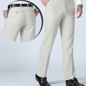 メンズ夏の薄いカジュアルスーツパンツ秋の厚い100％コットンクラシックビジネスファッションストレッチズボンの雄のブランド服240228