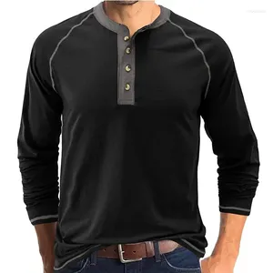 Camisas casuais masculinas europeias e americanas de manga comprida em torno do pescoço camiseta camisa inferior outono cor sólida