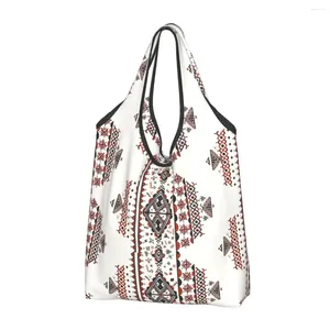 Torby na zakupy niestandardowy Kabile Amazigh Wzór kobiet przenośna duża pojemność spożywcza berberyjska sztuka symbol Shopper Tote