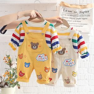 Bebek Giyim Setleri Bahar Seti Toddler Kıyafetler Erkek Takip Sevimli Kış Tişört ve Pantolon 2 PCS Sport Suit Moda Çocuk Kıyısı E34H#