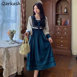 Vestido de manga longa feminino outono gola marinheiro design estilo japonês kawaii festa elegante moda casual mais novo harajuku retro ins