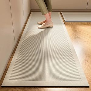 Japanese Minimalist Antiskid Floor Mat for Household Use Quiet Cream Style Kitchen Bathroom Doormat Carpet Rug 240223