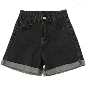 Kvinnors shorts 2024 Summer Women Wide Leg Classic High midja svart denim Casual Kvinnlig fast färg Vit blå lös jeans