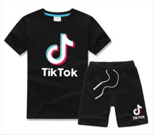 Children039s kläder sätter pojkar gril sommarkläder tik tok utskrift korta ärmhorts6553580