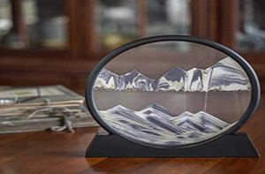 712inch Moving Sand Art Picture Round Glass 3d Deep Sea Sandscape in Motion Display Flowing Sand Frame Q05259135038