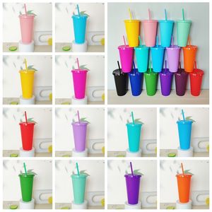 Creative big capacity Glitter Powder Tumblers PP plastic straw cups Portable outdoor cold drink milk tea cup with lid and straws by sea T9I002263