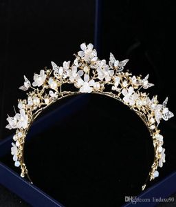 Fiori di lusso Matrimonio Tiara nuziale Strass Copricapo Cristallo Fasce da sposa Accessori per capelli Farfalla Sera Sposa Corona4795542