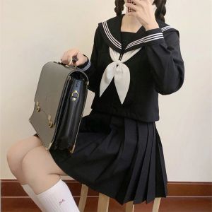 Vestito 2024 NewJapanese School Style Marine Suite Studente da donna che indossa la sezione nera JK Blues Rok Swimming Suite Set multiplo