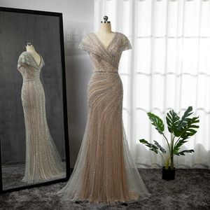 Serene Hill Silber Meerjungfrau Elegante Abendkleider Kleider Perlen Luxus Sparkle 2024Für Frauen Party LA71686 240221