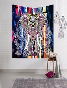 Indian Elephant Tapestry Aubusson Colored Printed Decor Mandala Religious Boho Wall Carpet Bohemia Beach Blanket 150x130cm4516008