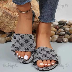 Slippers 2024 Summer Slippers New Slippers Outwear Outwear Large Flat Bottom Fashion Slippers T240305