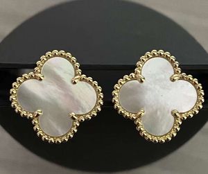 Projektantki kolczyków Clover Projektant Clover Studs klip uszy Mother of Pearl w połowie rozmiaru panie kolczycy srebrny pierścień uszy dla kobiet