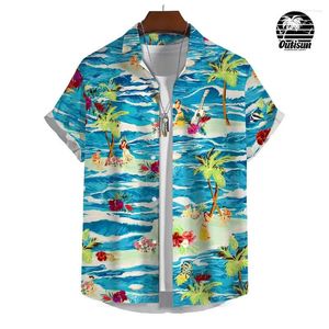 Erkekler Sıradan Gömlek Hawaii Gömlek Yakel Düğmesi Kısa Kollu Tee Gevşek Erkekler Plaj Moda Tatili Top Summer Man Bluz